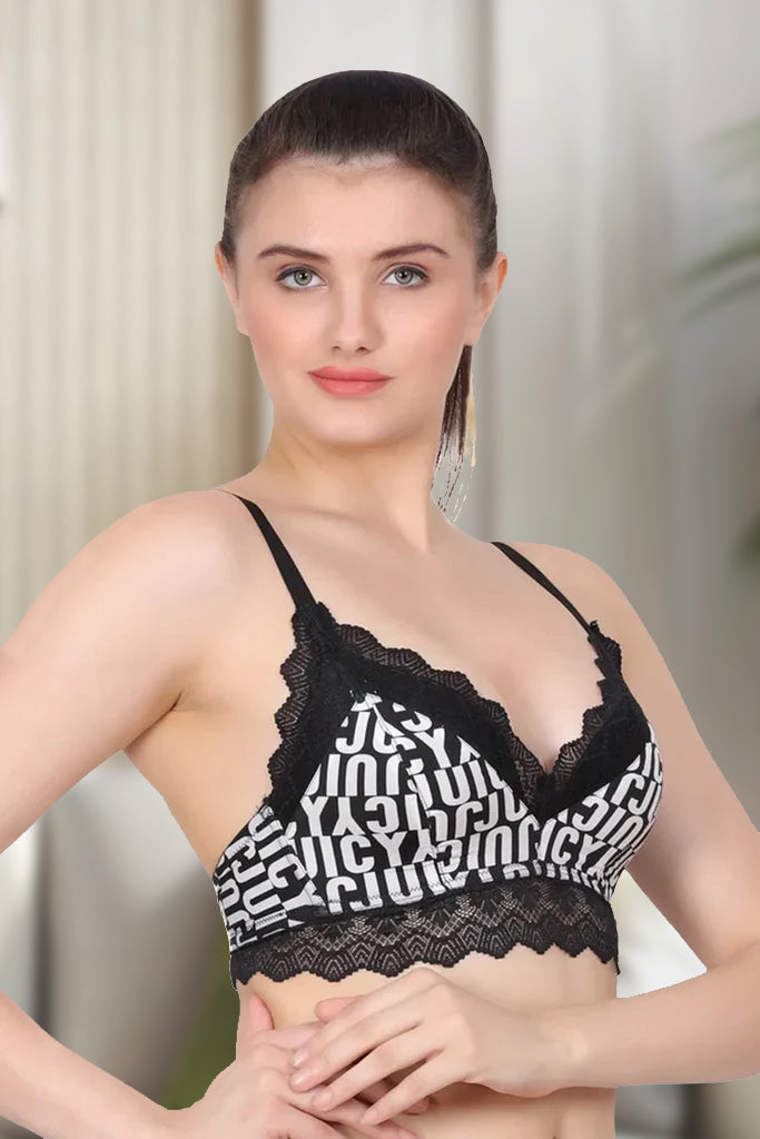 Amour Secrt Women's Everyday Light Padded Lace And Printed Nylon Spandex Medium Coverage Bra PD6003