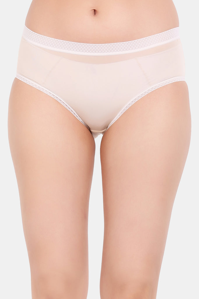 Amour Secrt Women's Light Weight Nylon Spandex Fair with Designer Elastic Mid Rise Hipster Panty P205