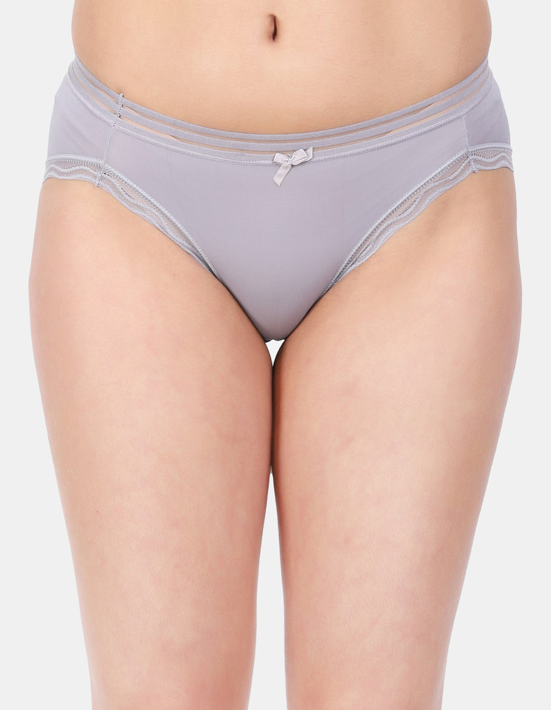 Amour Secrt Women's Extra Soft Nylon Spandex Fabric With Designer Lace And Waist Band Mid Rise Hipster Panty