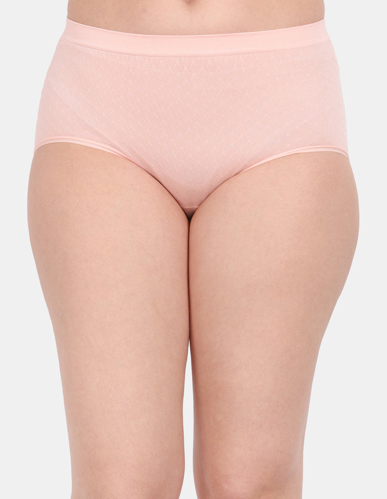 Amour secrt women's seamless extra soft nylon spandex fabric with jacquard sey design mid rise hipster panty P1965