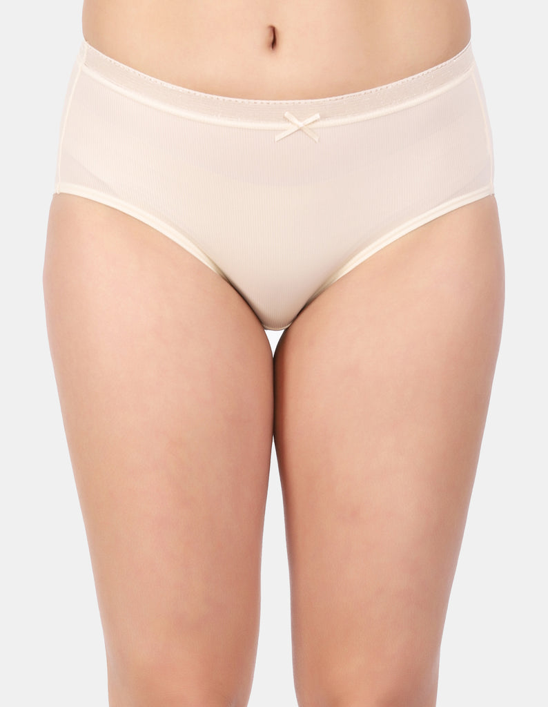 Amour Secrt women's extra soft thin nylon spandex lined fabric with designer elastic waist bend mid rise hipster panty P206