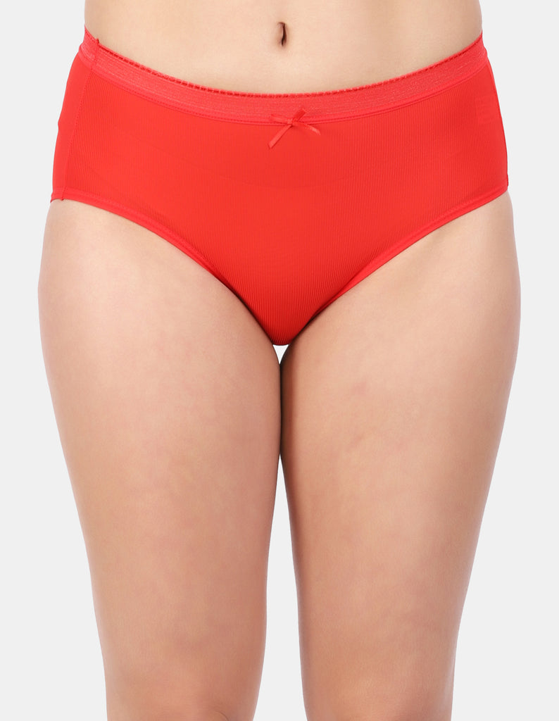 Amour Secrt women's extra soft thin nylon spandex lined fabric with designer elastic waist bend mid rise hipster panty P206