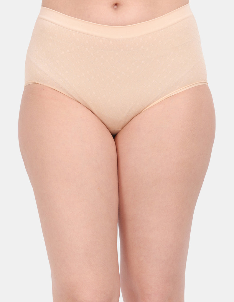 Amour secrt women's seamless extra soft nylon spandex fabric with jacquard sey design mid rise hipster panty P1965