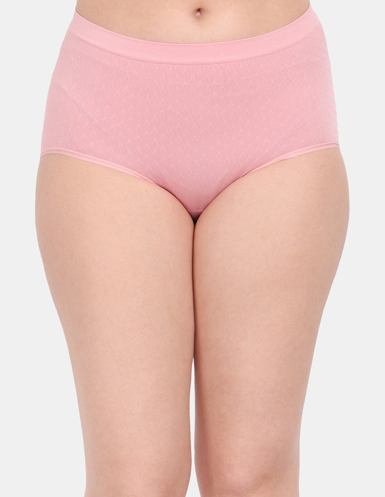 Amour secrt women's seamless extra soft nylon spandex fabric with jacquard sey design mid rise hipster panty P1965