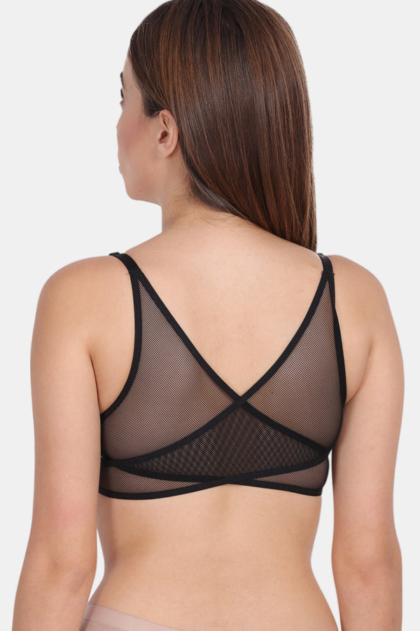 Amour secrt women's seamless lightly padded extra smooth nylon spandex fabric with designer mesh back front open full coverage t-shirt bra PD8607