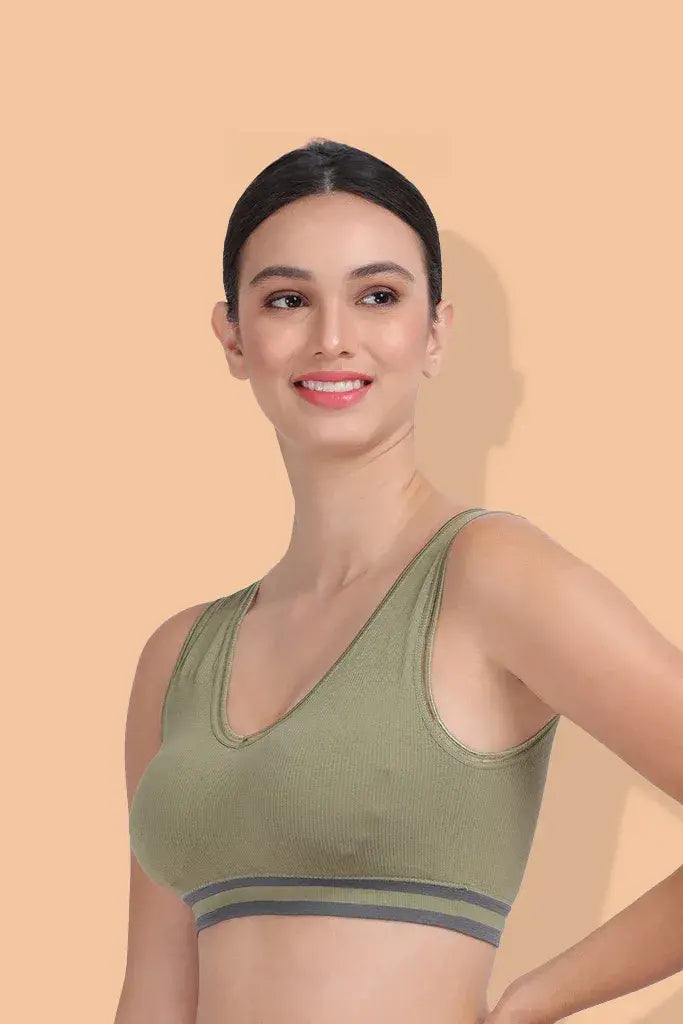 Amour Secrt Women's Seamless Lightly Padded Extra Soft Nylon Spandex Lined Fabric With Designer Elastic Full Coverage Everyday Teenager / T-shirt Bra S1020