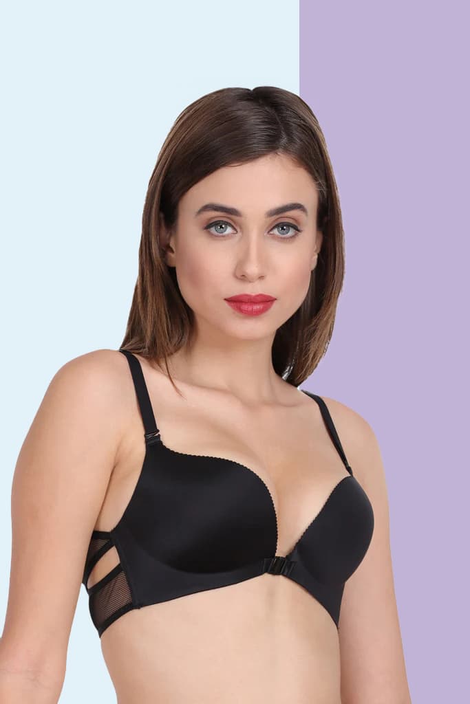 Amour secrt women's seamless lightly padded extra smooth nylon spandex fabric with designer mesh back front open full coverage t-shirt bra PD8607