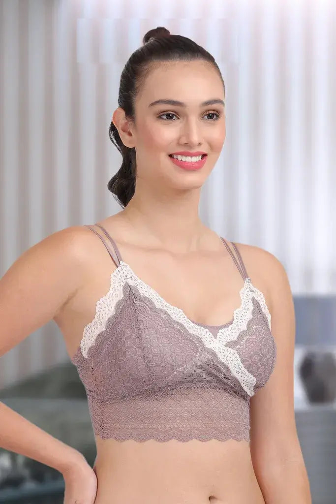 Amour Secrt women's extra smooth lightly  padded nylon spandex designer lace fabric bralette / crop top bra S7715