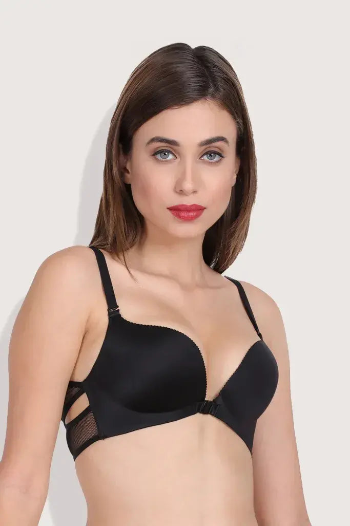 Amour secrt women's seamless lightly padded extra smooth nylon spandex fabric with designer mesh back front open full coverage t-shirt bra PD8607