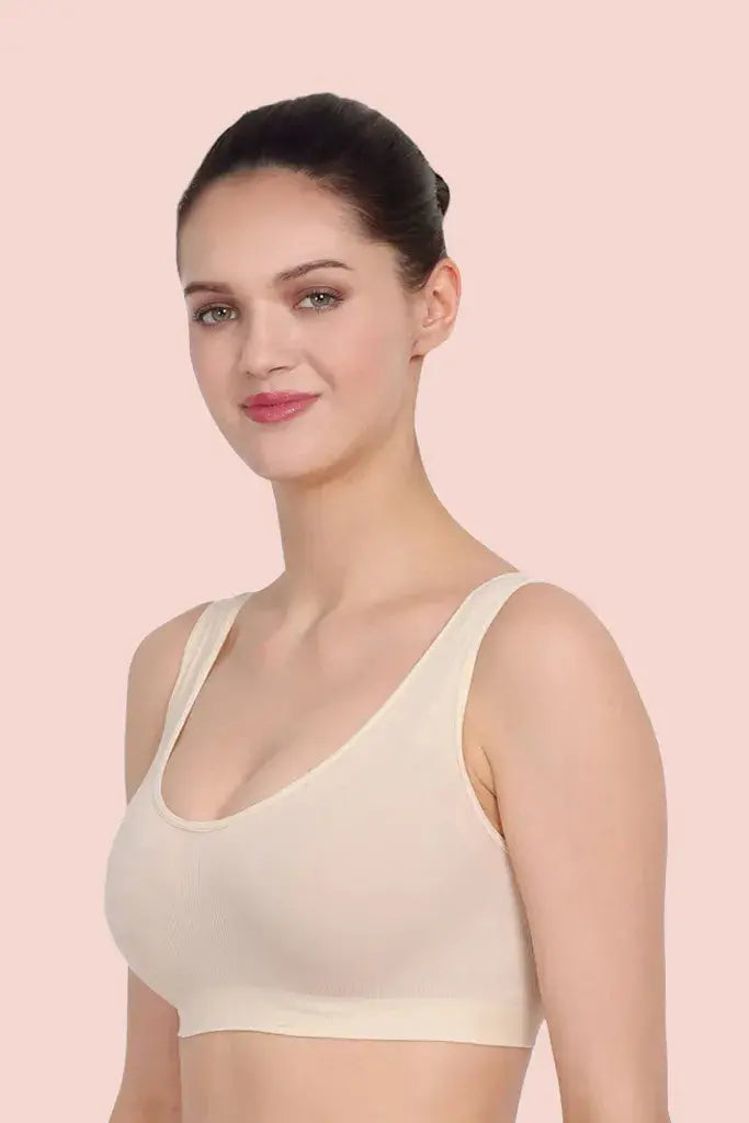 Amour Secrt Women's Seamless Non Padded Extra Soft Nylon Spandex Fabric Air Bra AB044