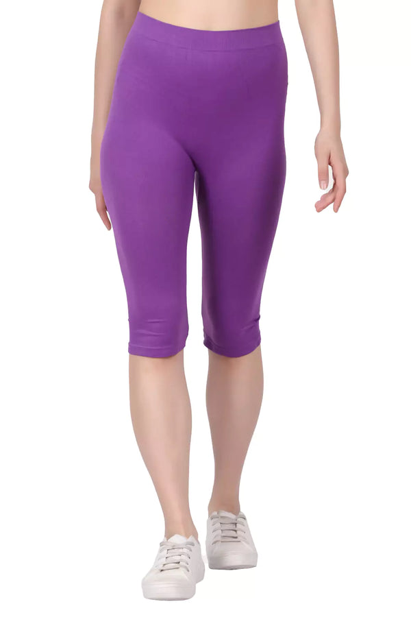 Women Stretchable Free Size Solid Capri AC002