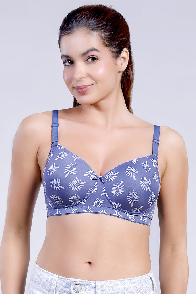Amour Secrt Women's Seamless Lightly Padded Cool Nylon Spandex Fabric Printed Full Coverage T-shirt Bra ASB115