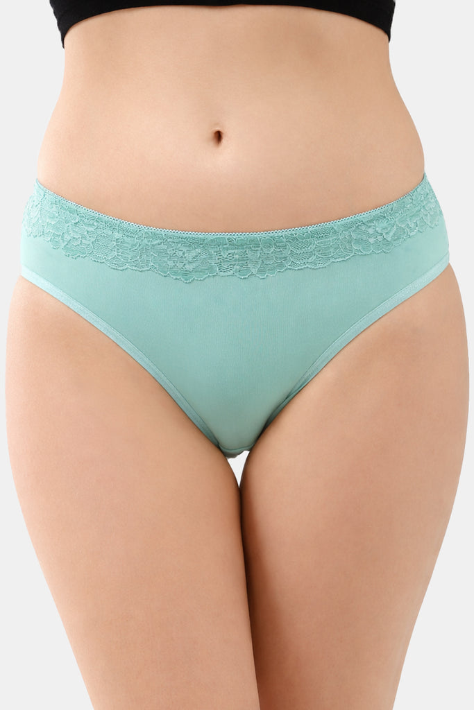 Amour secrt women's nylon spandex fabric with designer lace belt mid hipster panty ASP111