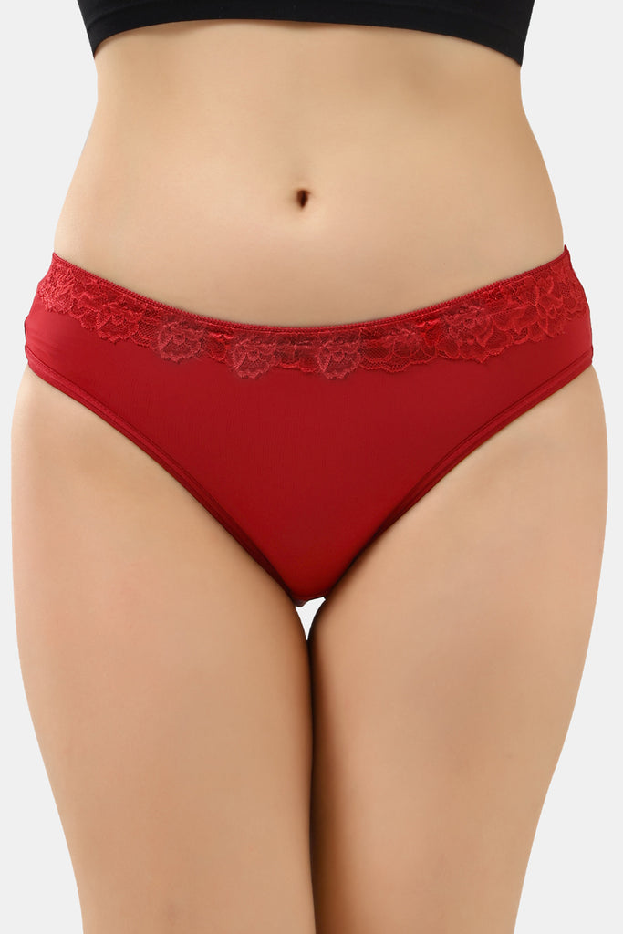 Amour secrt women's nylon spandex fabric with designer lace belt mid hipster panty ASP111
