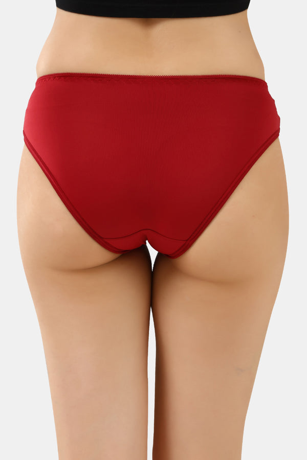 Amour secrt women's nylon spandex fabric with designer lace belt mid hipster panty ASP111