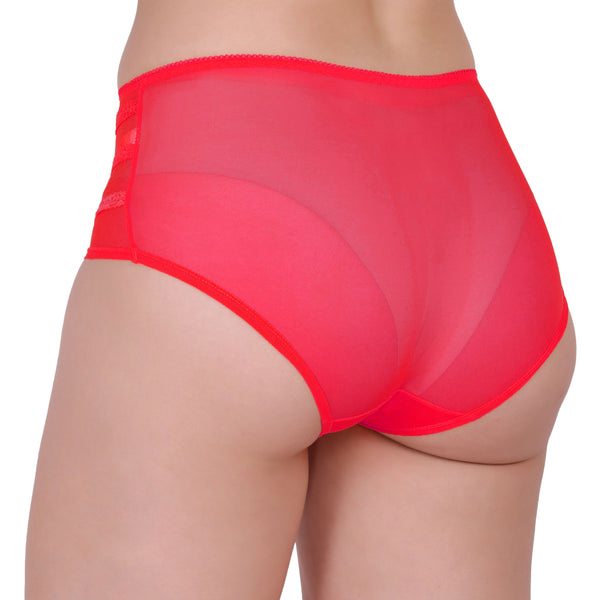 Amour Secrt women's nylon spandex mesh fabric with designer lace mid rise hipster panty P8103