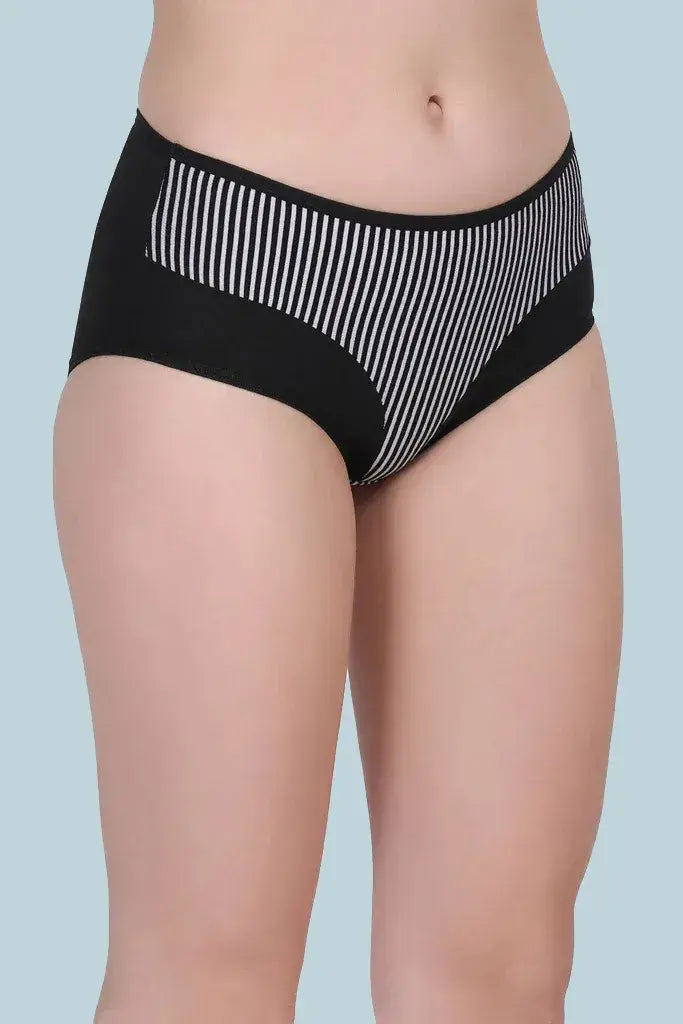 Amour Secrt Women's Cotton Lycra Solid Color With Lined Cotton Lycra Fabric High Waist Hipster Panty (P6186)