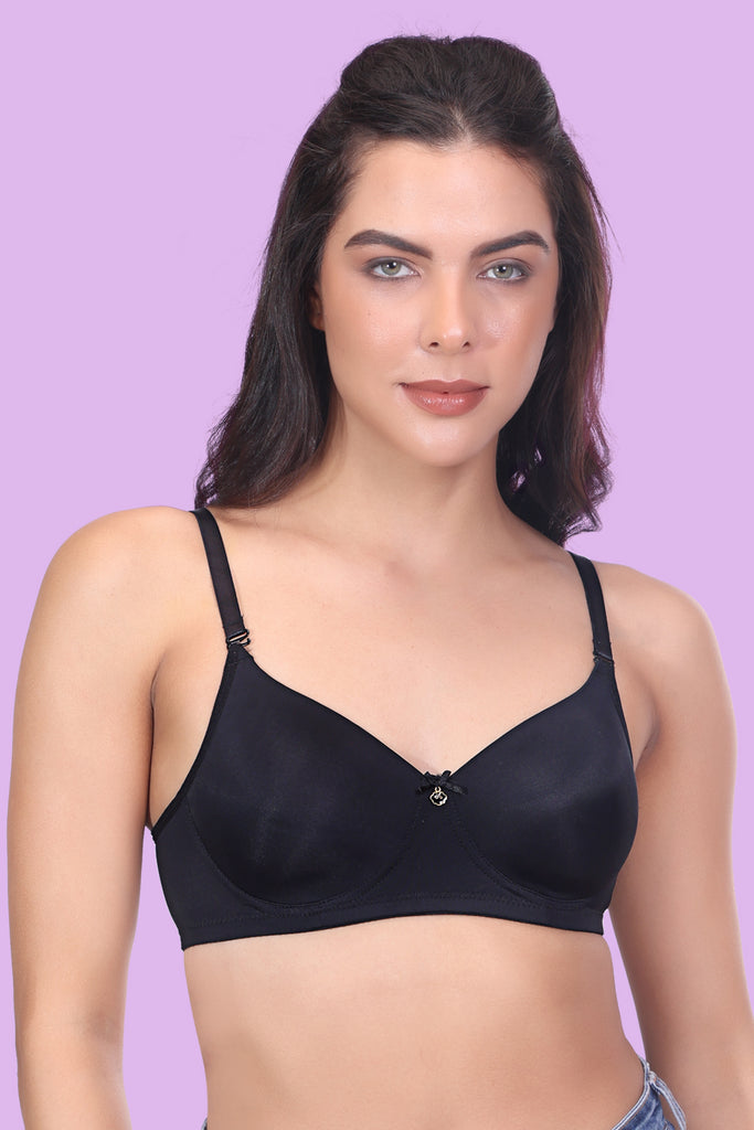 Amour Secrt Women's Seamless Lightly Padded Cool Nylon Spandex Fabric Solid Color Full Coverage T-shirt Bra PD731N