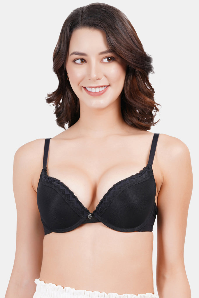 Amour Secrt Women's Seamless Underwired Lightly Push-Up Padded Nylon Spandex Mesh With Designer Lace 3/4th Coverage Everyday T-Shirt Bra PD031