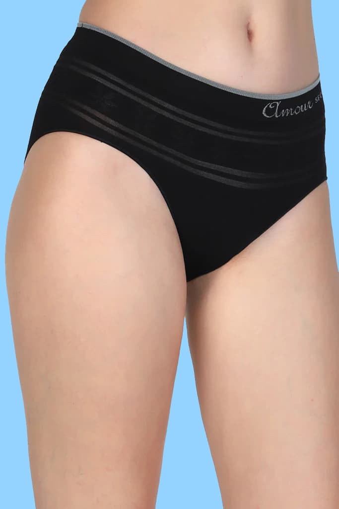 Amour Secrt Women's Nylon Spandex Seamless Floral Sey Design Mid Rise Hipster Panty With Wicking Technology P2350N