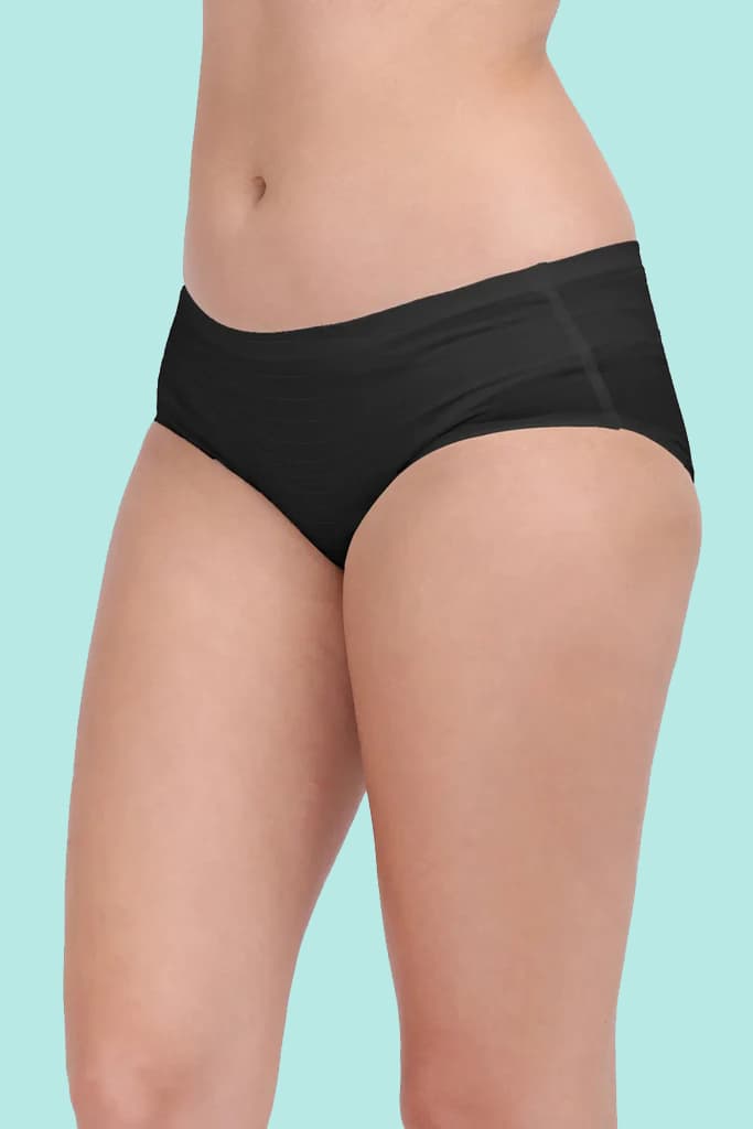 Amour Secrt Women's Seamless Bonded Nylon Lycra Horizontal Line Fabric Mid Rise  Hipster Panty P333