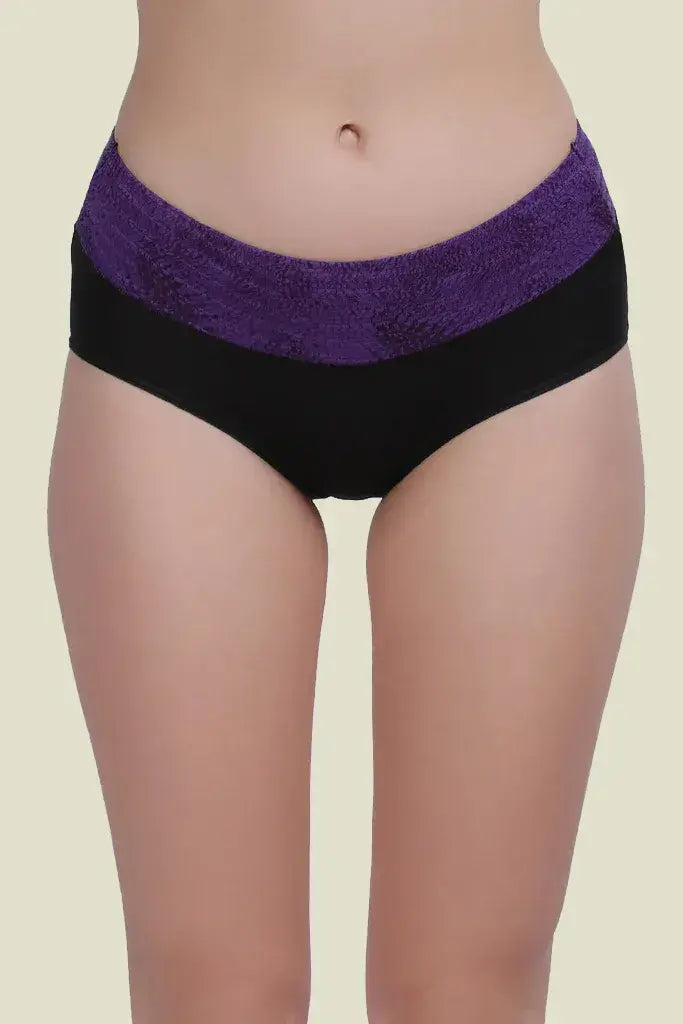 Amour Secrt Women's Rayon Lycra Solid Fabric With Printed Broad Waist Band Mid Rise Hipster Panty P208