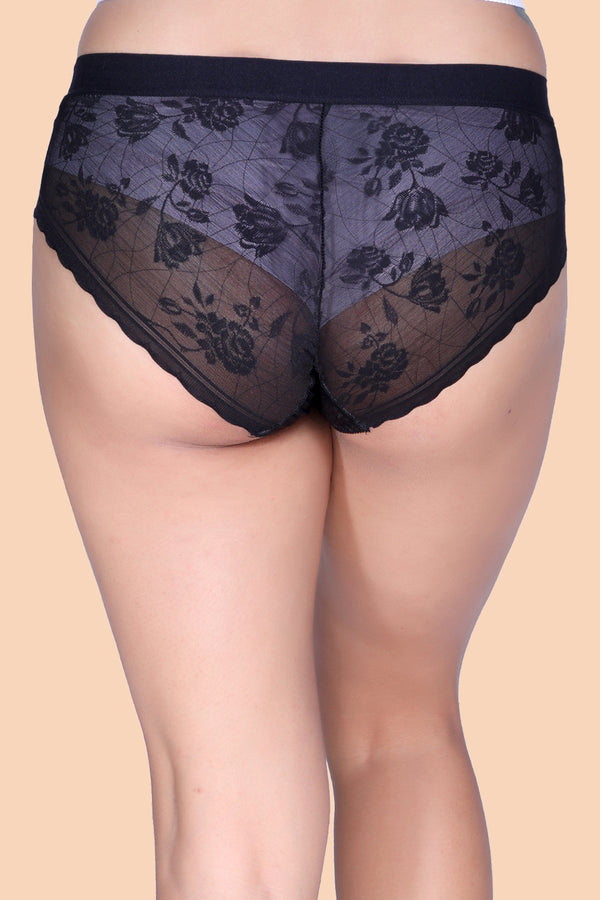 Women's Mid Rise Floral Net Hipster Panty P86146