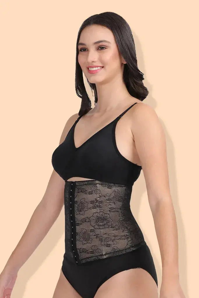 Amour Secrt Women's Jacquard Net Lycra Fabric Front Open Tummy Shape Belt SW6086