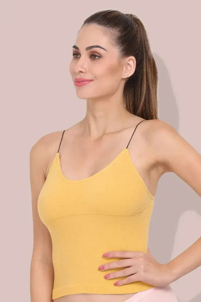 Amour Secrt Women's Seamless Lightly Padded Nylon Spandex Shimmer Fabric With Sleek Straps Camisole / Crop Top CS040