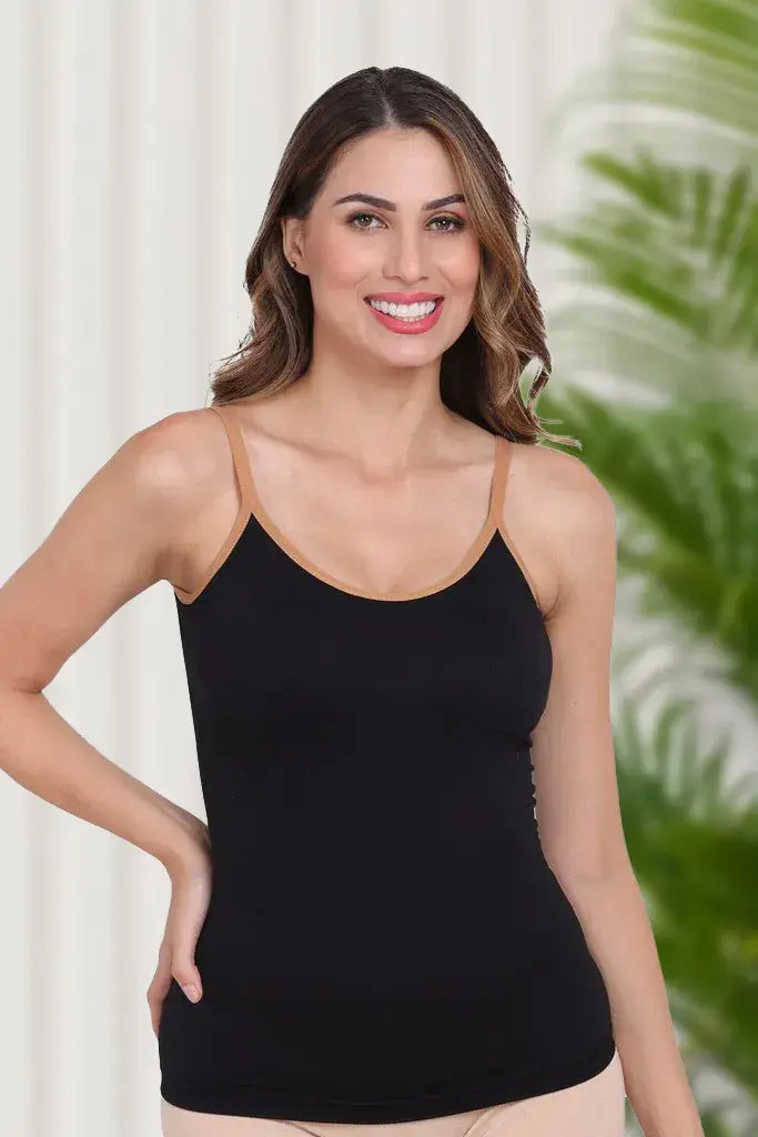 Amour Secrt Women's Nylon Spandex Seamless Padded Camisole With Removable Pads CS8868