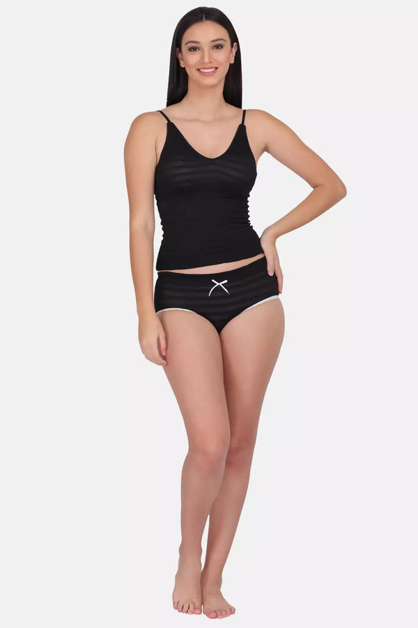 Amour secrt Women's seamless lightly padded extra smooth nylon spandex jacquard fabric full coverage Camisole and seamless with designer lace mid rise hipster Panty Set CSM8