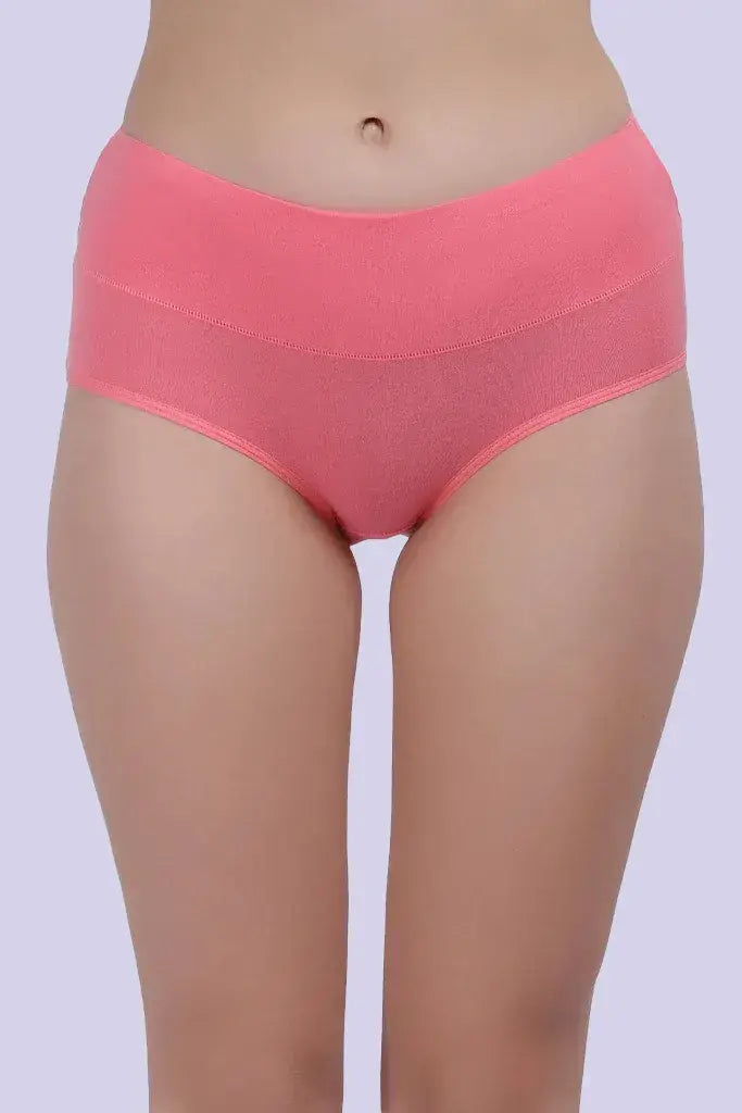 Amour Secrt Women's Cotton Lycra Fabric Solid Color High Waist Hipster Panty P5088