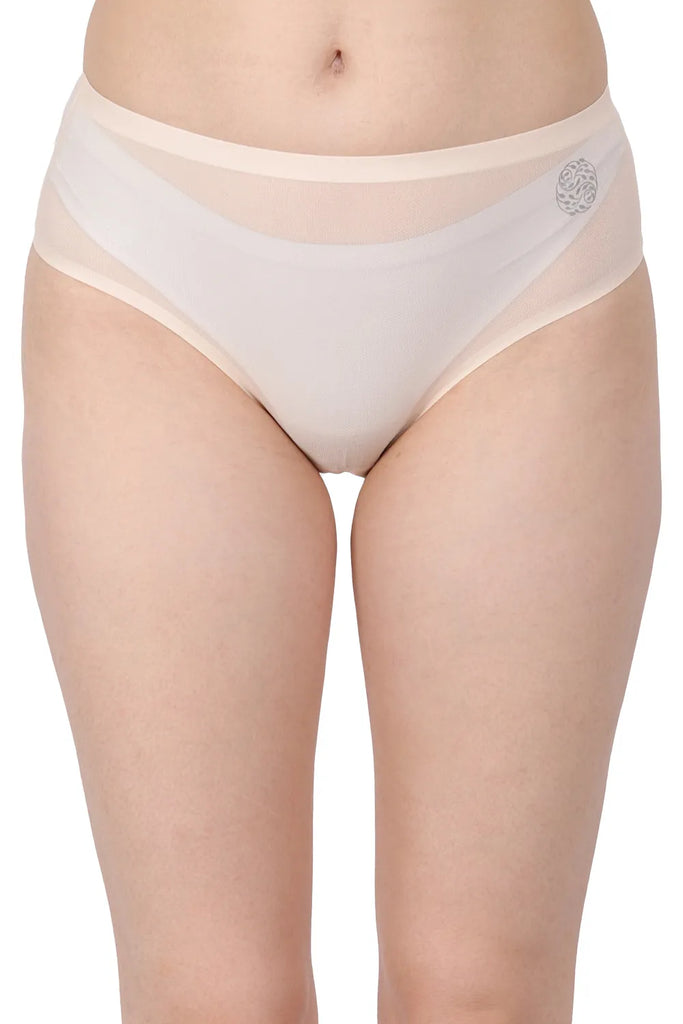 Amour Secrt Women's Extra Soft Bonded Seamless Dotted Jacquard Nylon Spandex Fabric Mid Rise Hipster Panty With Wicking Technology (P5002NA)