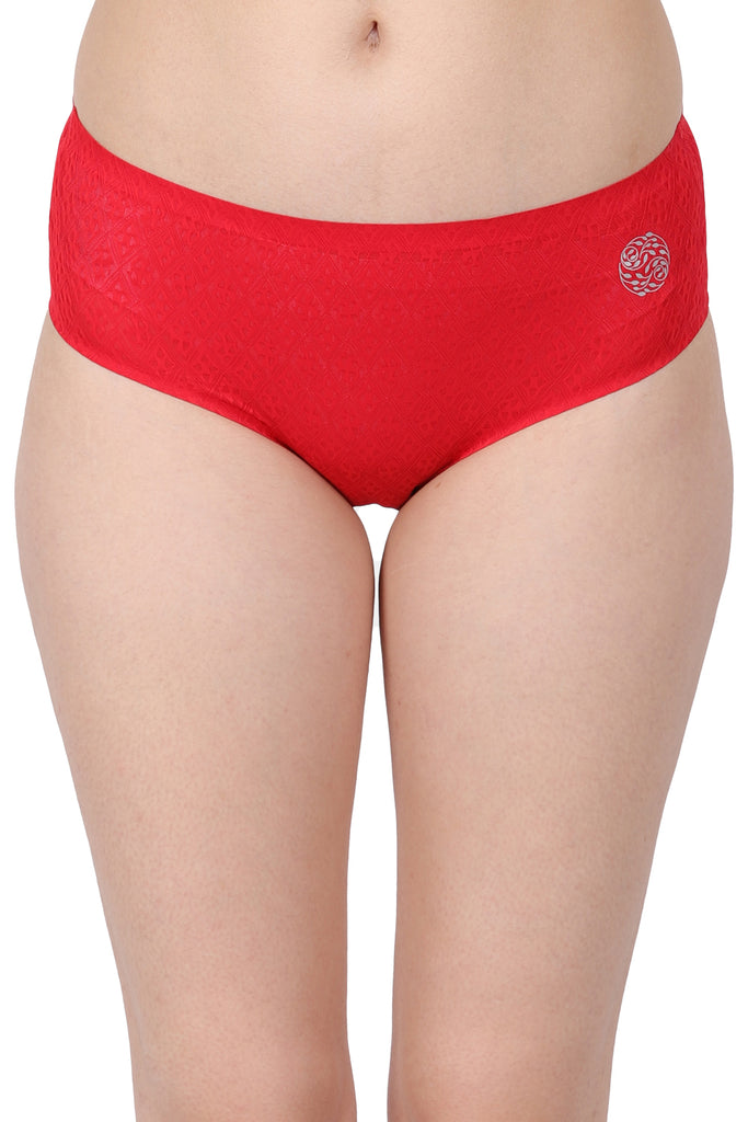 Amour Secrt Women's Extra Soft Bonded Seamless Dotted Jacquard Nylon Spandex Fabric Mid Rise Hipster Panty With Wicking Technology (P5002NB)