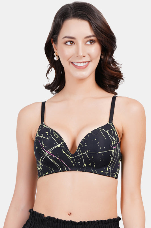 Women's Seamless Lightly Padded Printed T-Shirt Bra PD030
