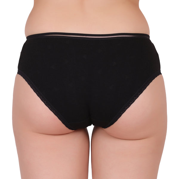 Amour Secrt women's cotton lycra jacquard designer fabric with lace and waist bnd low rise hipster panty P300