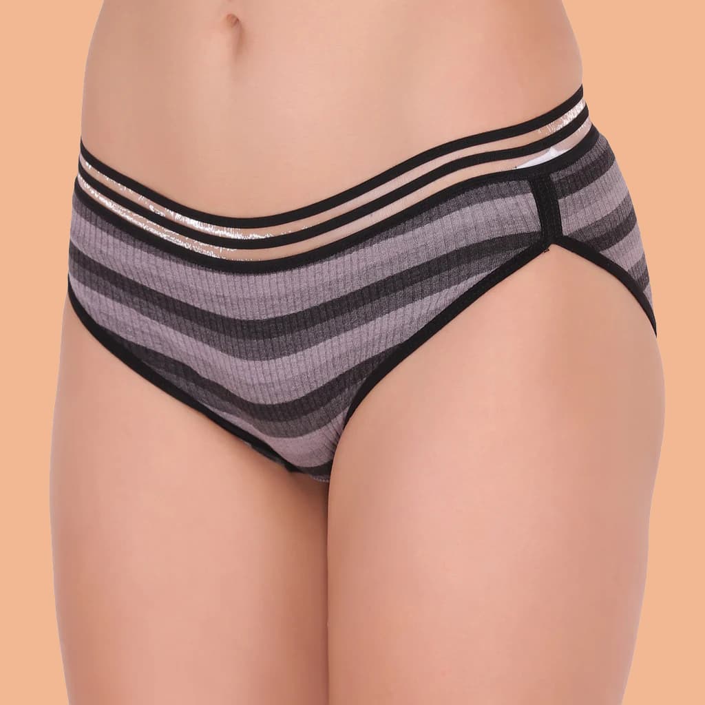 Amour secrt women's extra smooth cotton spandex lined fabric with designer elastic waist bend mid rise hipster panty P214