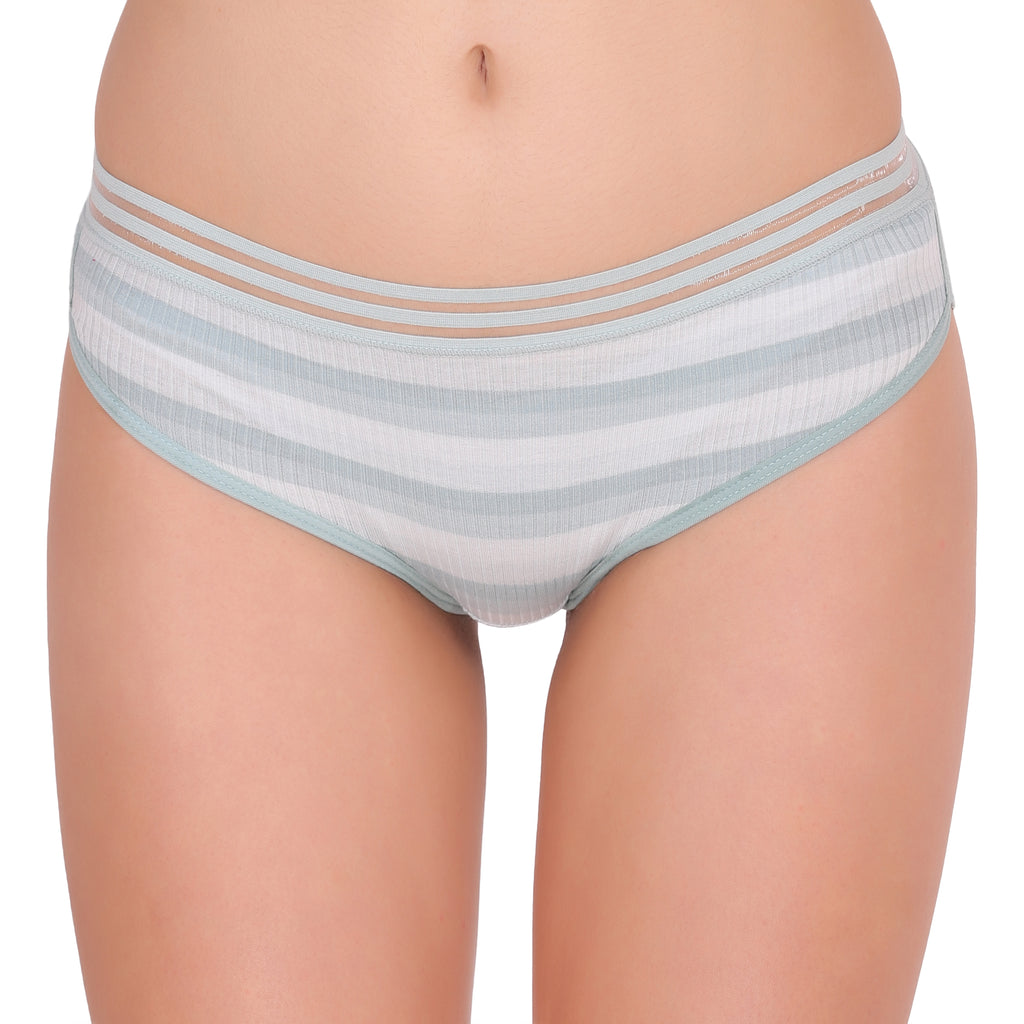 Amour secrt women's extra smooth cotton spandex lined fabric with designer elastic waist bend mid rise hipster panty P214