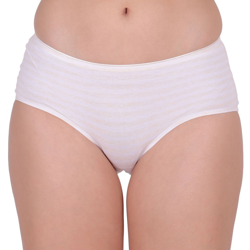 Amour Secrt women's seamless bonded extra smooth  cotton spandex fabric with designer horizontal lines mid rise hipster panty P8083