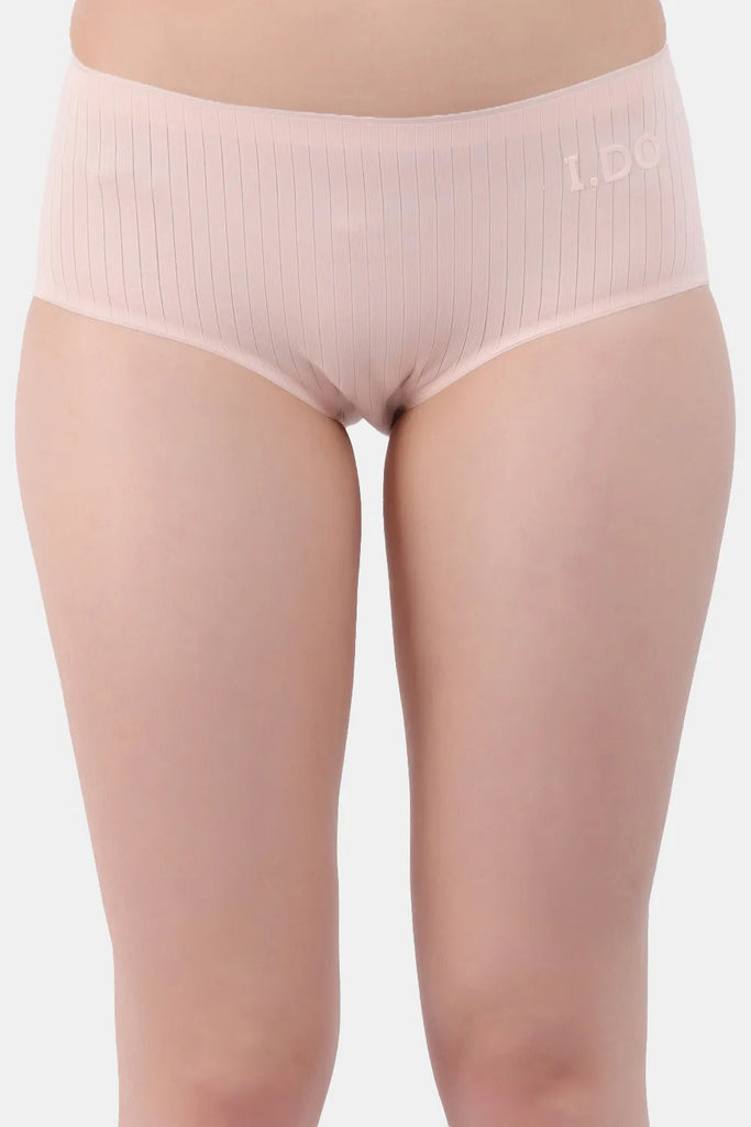 Amour Secrt Women's Vertical line Cotton Lycra Seamless Bonded Mid Rise Hipster Panty P015N