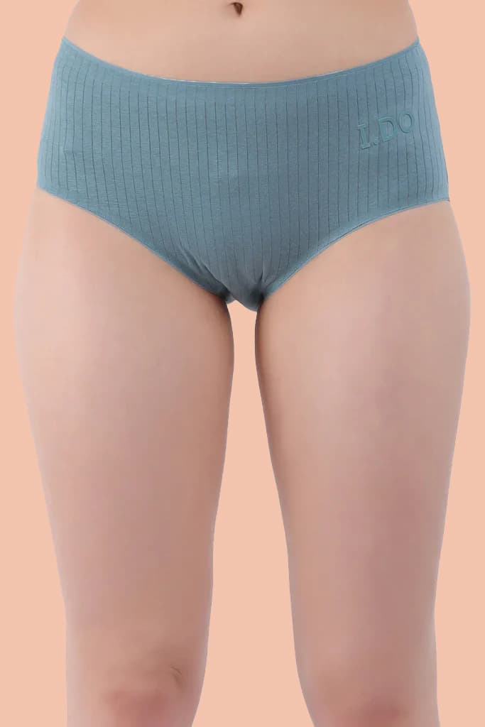 Amour Secrt Women's Vertical line Cotton Lycra Seamless Bonded Mid Rise Hipster Panty P015N