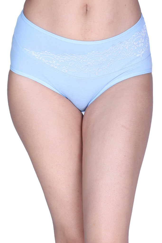 Amour secrt women's cotton lycra spandex fabric with designer lace mid rise hipster panty