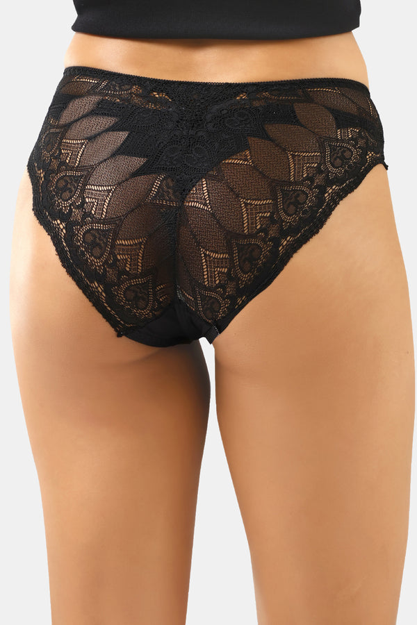 Amour secrt women's soft nylon spandex fabric with designer lace mid rise hipster panty P2056