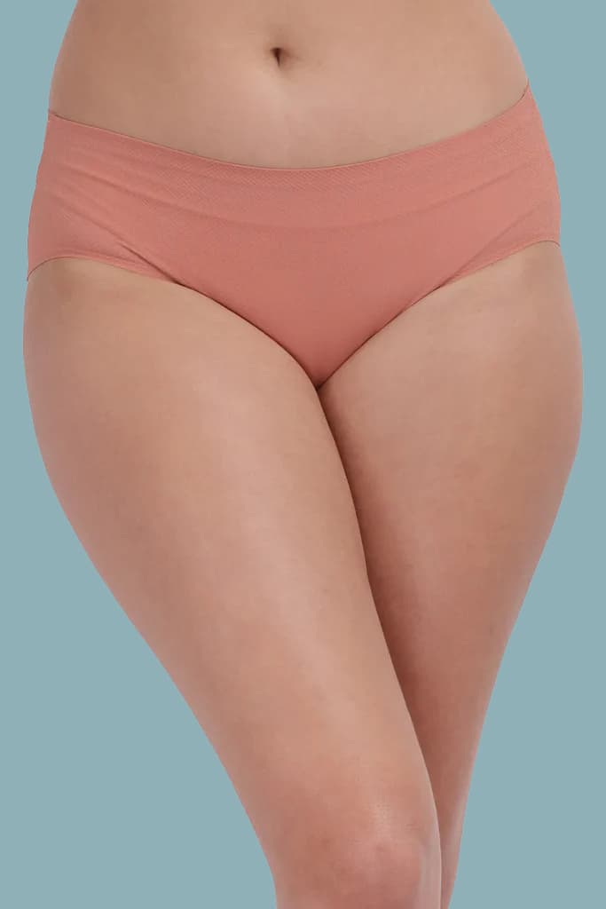 Amour Secrt Women's Seamless Bonded Nylon Jacquard Lycra Fabric Mid Rise  Hipster Panty P222