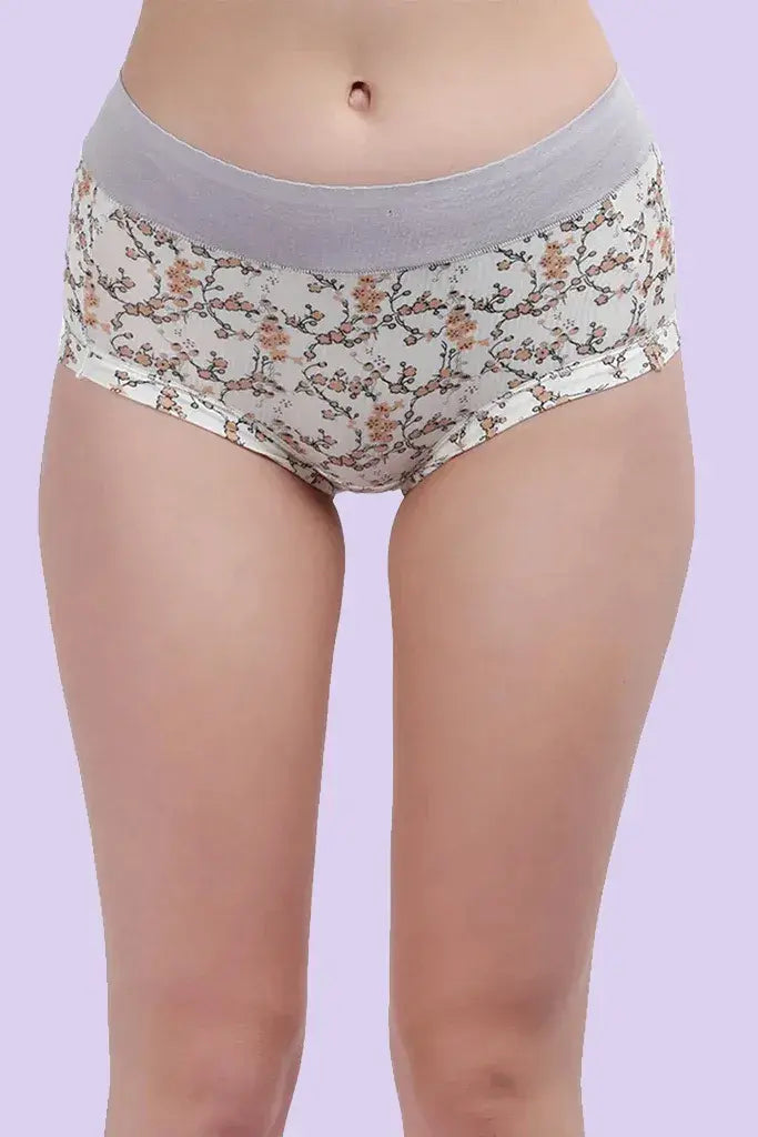 Amour Secrt Women's Extra Soft Printed With multi Color Broad Band Rayon Lycra Fabric Mid Rise Hipster Panty P2814