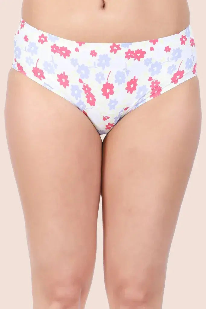 Amour Secrt Women's Bonded Seamless Extra Soft Printed Nylon Spandex Fabric Mid Rise Hipster Panty With Wicking Technology P5002C