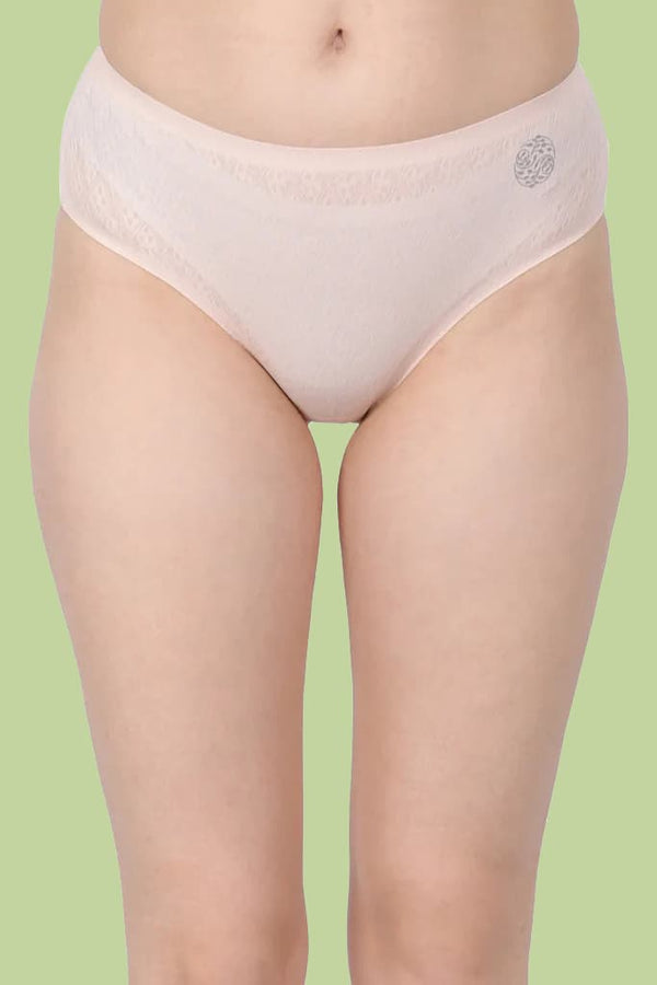 Amour Secrt Women's Extra Soft Bonded Seamless Dotted Jacquard Nylon Spandex Fabric Mid Rise Hipster Panty With Wicking Technology