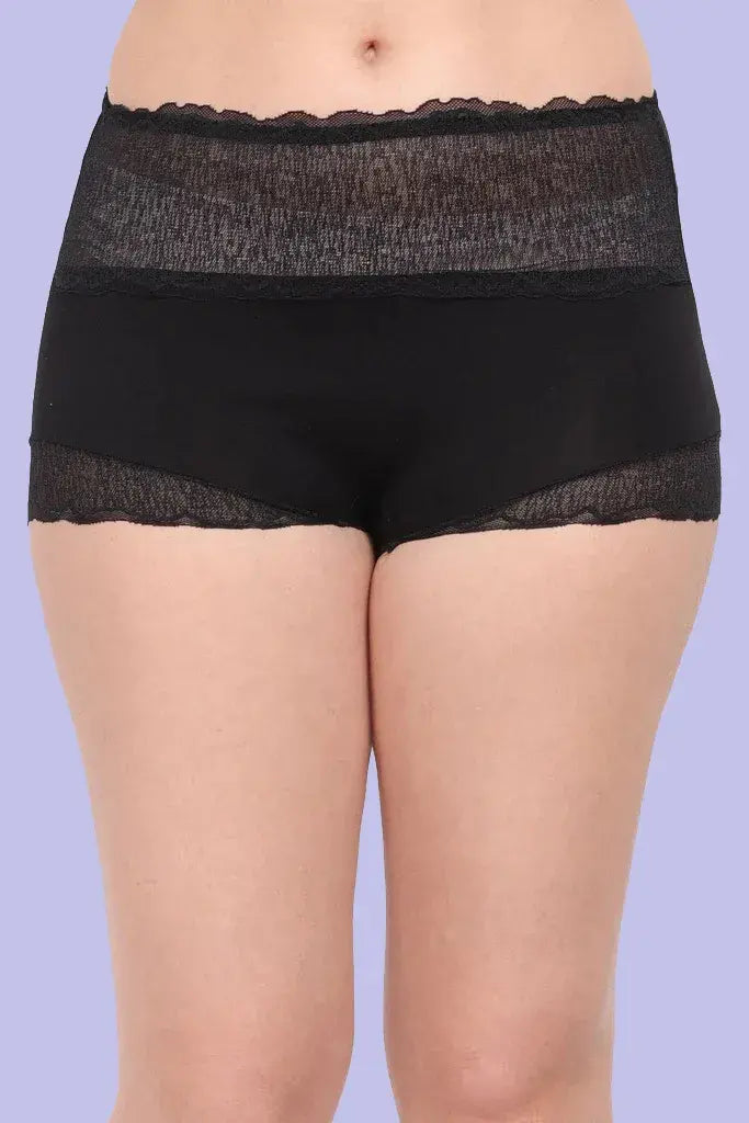 Amour Secrt Women's Cotton Lycra fabric With Designer Lace High Rise Hipster Panty (P86045)