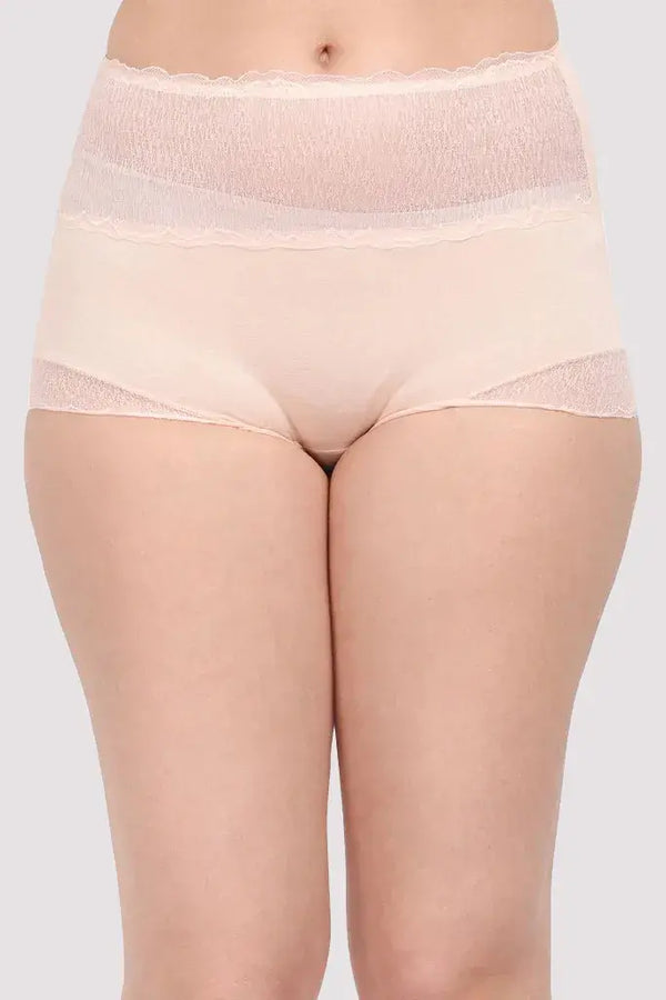 Amour Secrt Women's Cotton Lycra Fabric With Designer Lace High Rise Hipster Panty (P86045)