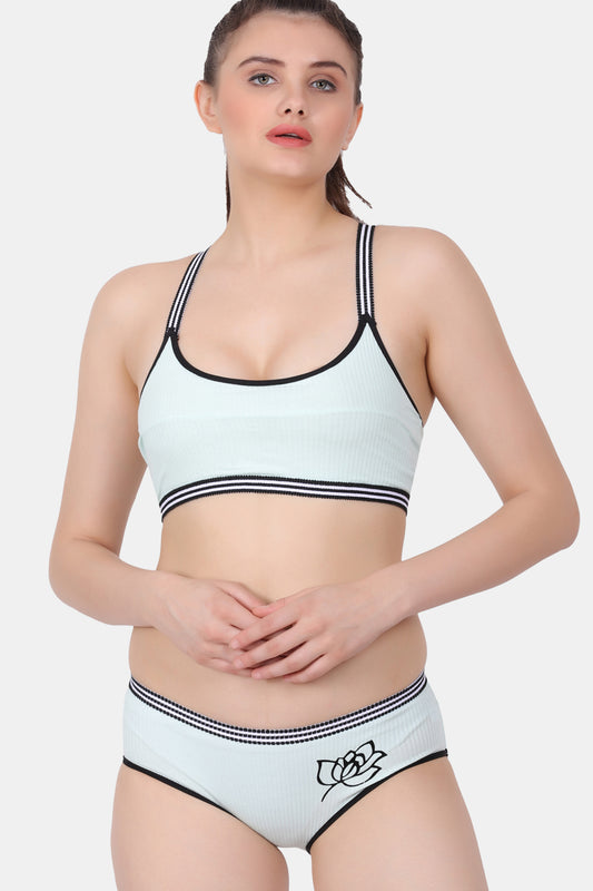 Sports Solid Lightly-Padded Everyday Bra-Panty Set PB010
